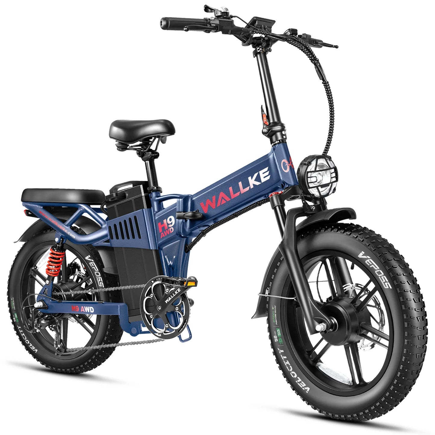 Wallke H9 AWD EBike 3200w 60/82Ah AWD FOLDING Dual Motor E-bike|Samsung battery-82Ah/3936Wh|App Smart Display|Top Speed-34mph