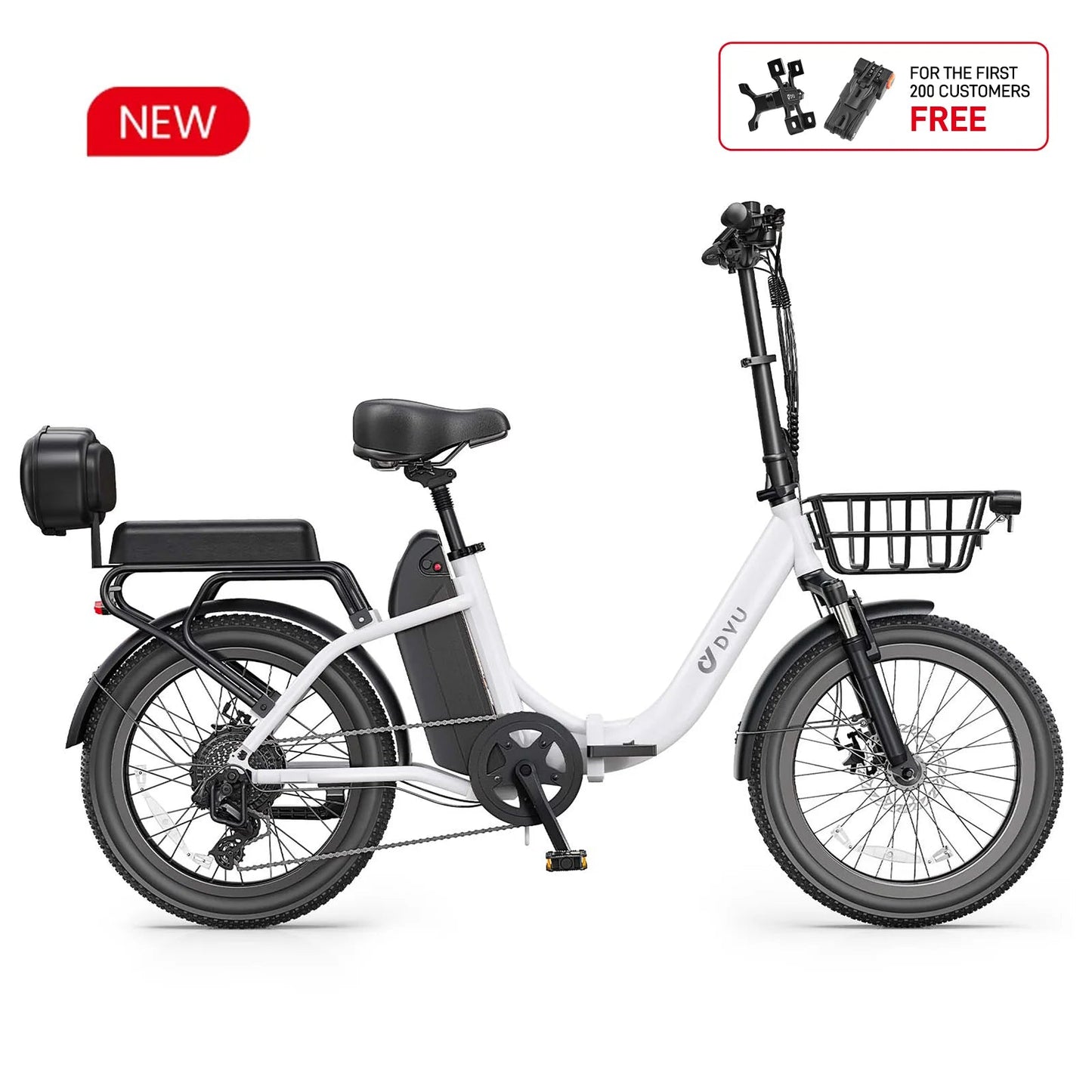 DYU C9 Foldable Electric Bike | 150km Range, 250W, Fat Tire DYU