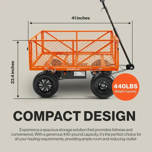 Electric Garden Cart Pro - 5.7 Cu Ft, Convertible Flatbed, 440lb Load Renovomotors