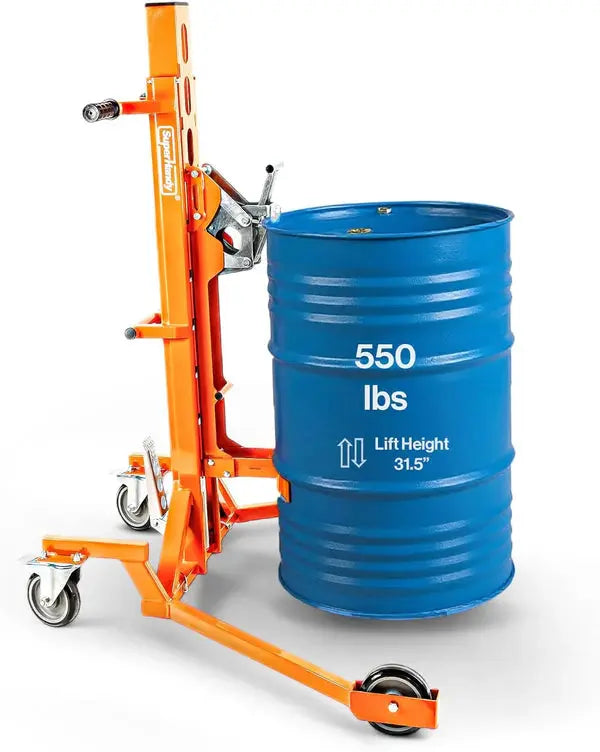 SuperHandy Hydraulic Drum Lift - 550 LB Capacity Barrel Handler for 55-Gallon Drums Renovomotors