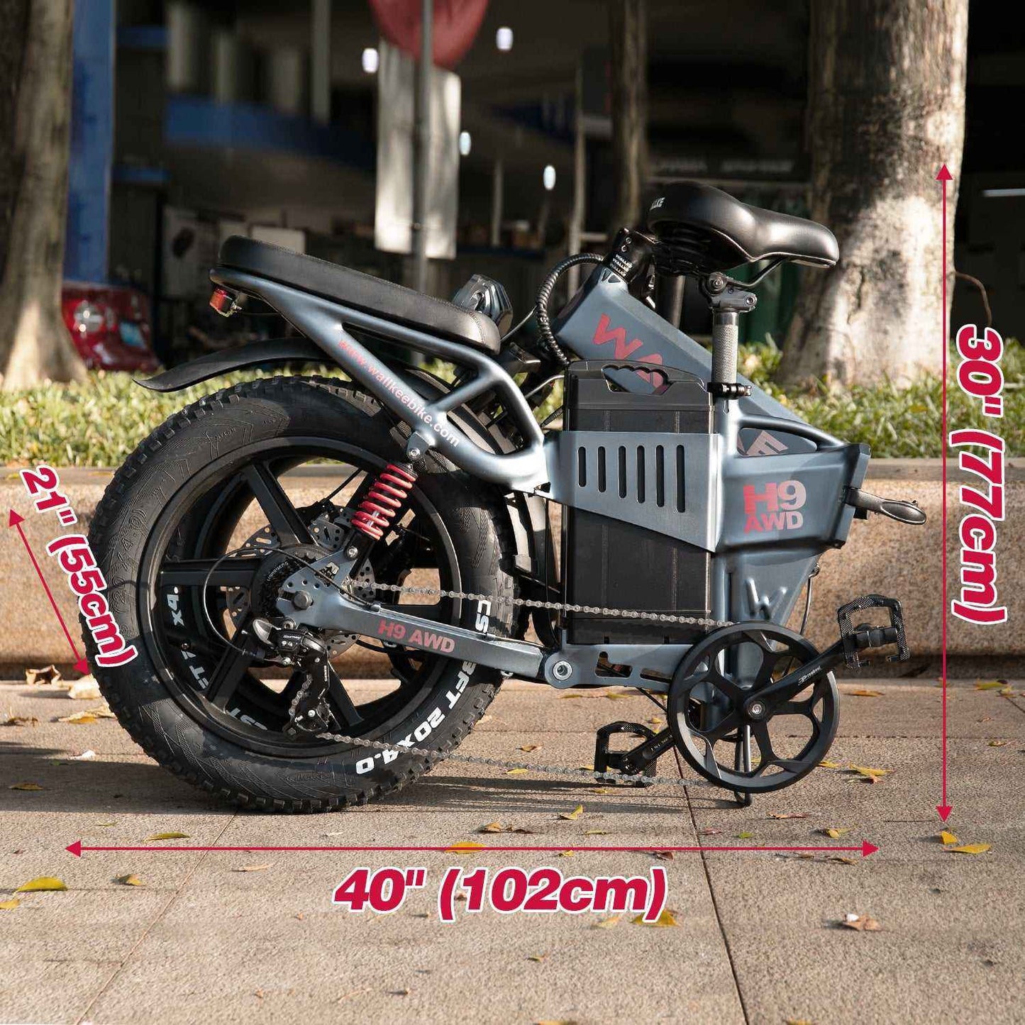 Wallke H9 AWD EBike 3200w 60/82Ah AWD FOLDING Dual Motor E-bike|Samsung battery-82Ah/3936Wh|App Smart Display|Top Speed-34mph