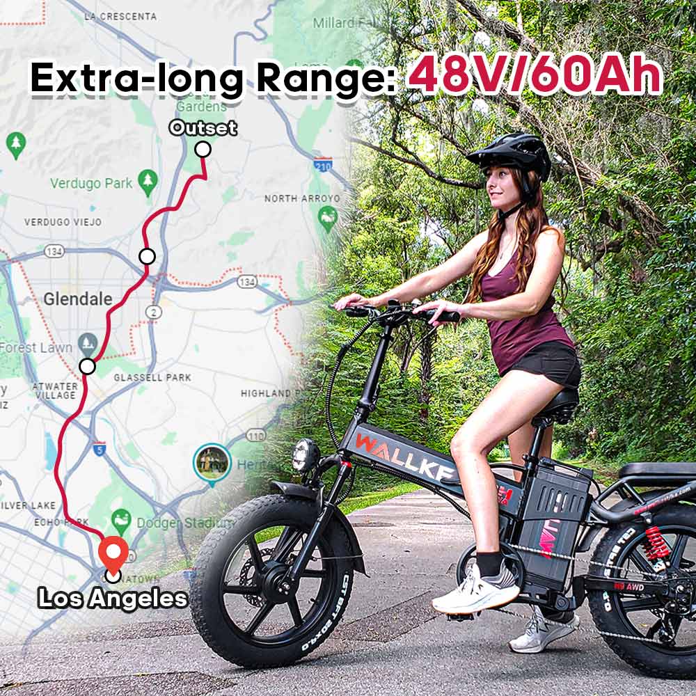 Wallke H9 AWD EBike 3200w 60/82Ah AWD FOLDING Dual Motor E-bike|Samsung battery-82Ah/3936Wh|App Smart Display|Top Speed-34mph