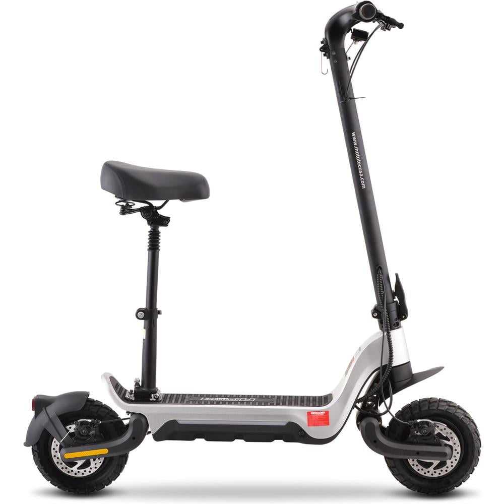 MotoTec Fury 48v 1000w Lithium Electric Scooter Silver Top Speed: 31 mph Range Per Charge: 10-25 miles