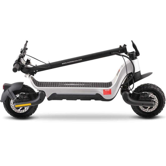 MotoTec Fury 48v 1000w Lithium Electric Scooter Silver Top Speed: 31 mph Range Per Charge: 10-25 miles