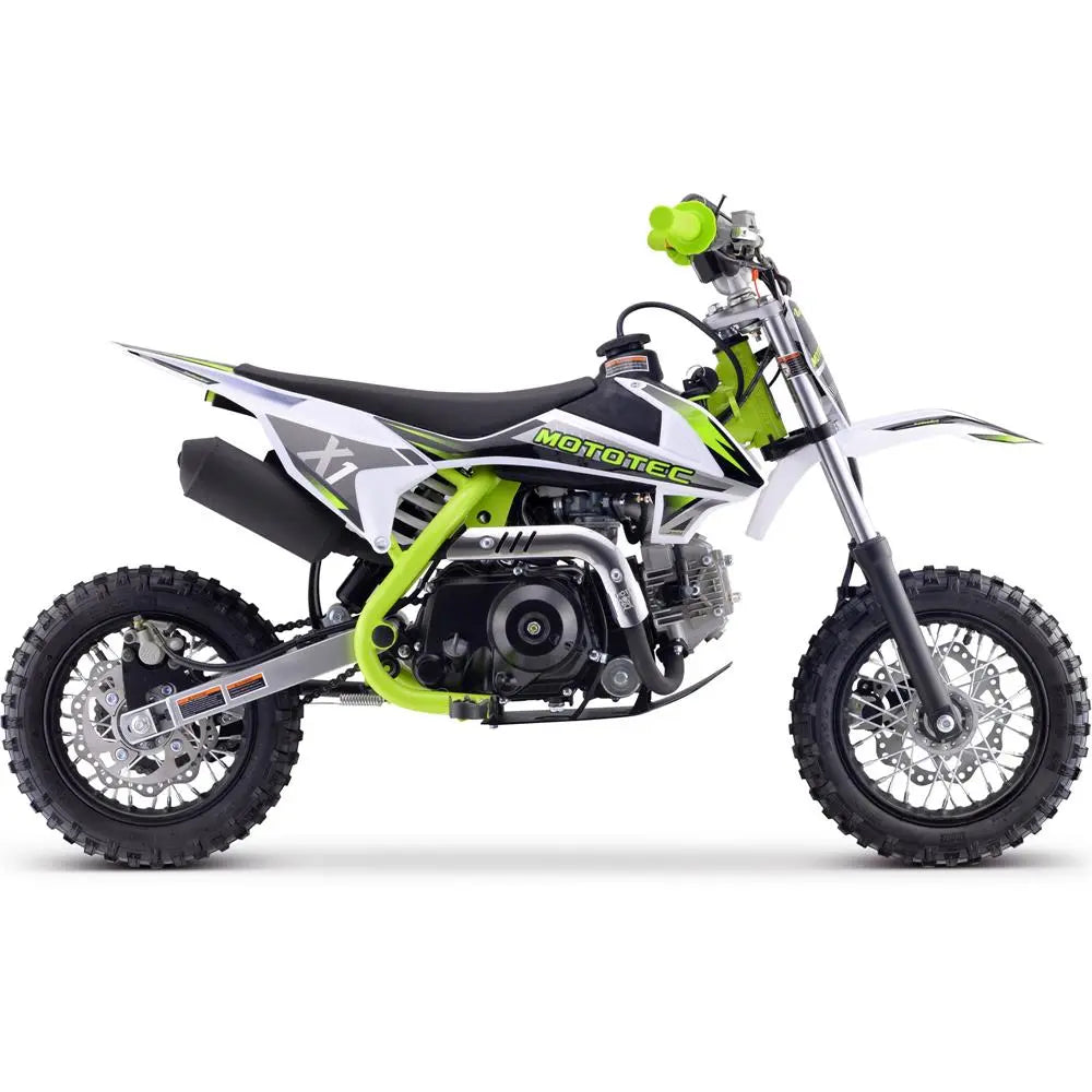 MotoTec X1 110cc 4-Stroke Gas Dirt Bike Green MotoTec