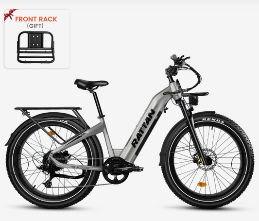 Rattan Sequoia Torque Sensor, 26" Fat tire eBike for OFF-Roading, LCD Display with App control, 1500w (peak) motor, Class-3 speed(Top Speed 28mph), 48V 960Wh 20AH Samsung Battery and step-through frame.