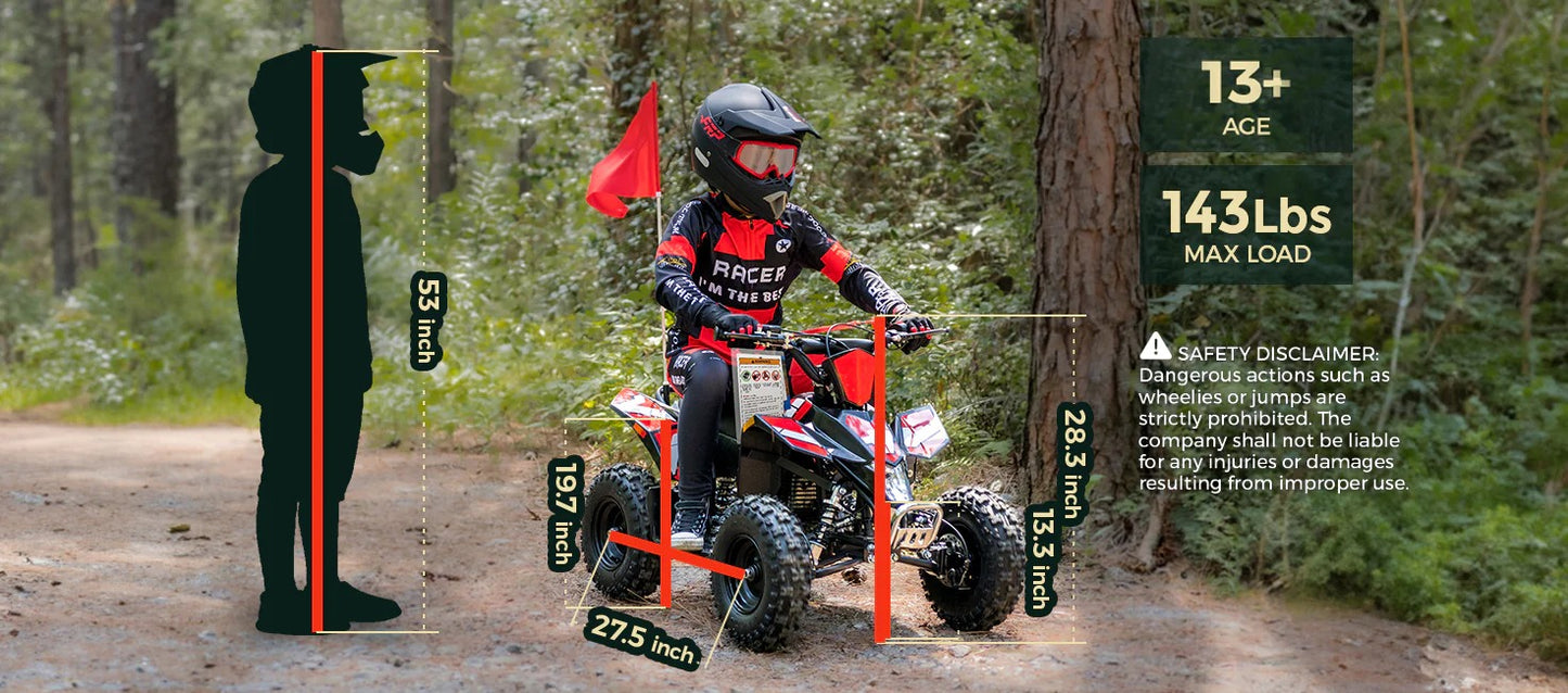FRPMOTO Sahara 40 Mini Quad|40cc 4-stroke|Max Speed-13mph|Cruising Range-30 Miles Per Tank
