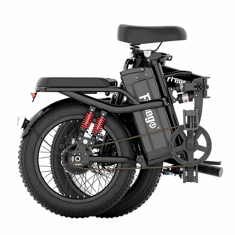 Freego T1 Foldable Electric Bike 20AH Battery with 16"×3.0" Tire,48V, 20AH,750W,RANGE 27-31 MI,SPEED 20 MPH Renovomotors