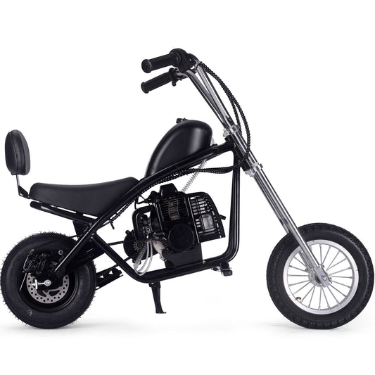 MotoTec 49cc Gas Mini Chopper V2 Black – 2-Stroke Kids Pocket Bike, Cruiser Style