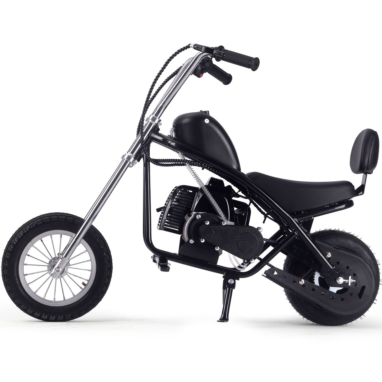 MotoTec 49cc Gas Mini Chopper V2 Black – 2-Stroke Kids Pocket Bike, Cruiser Style