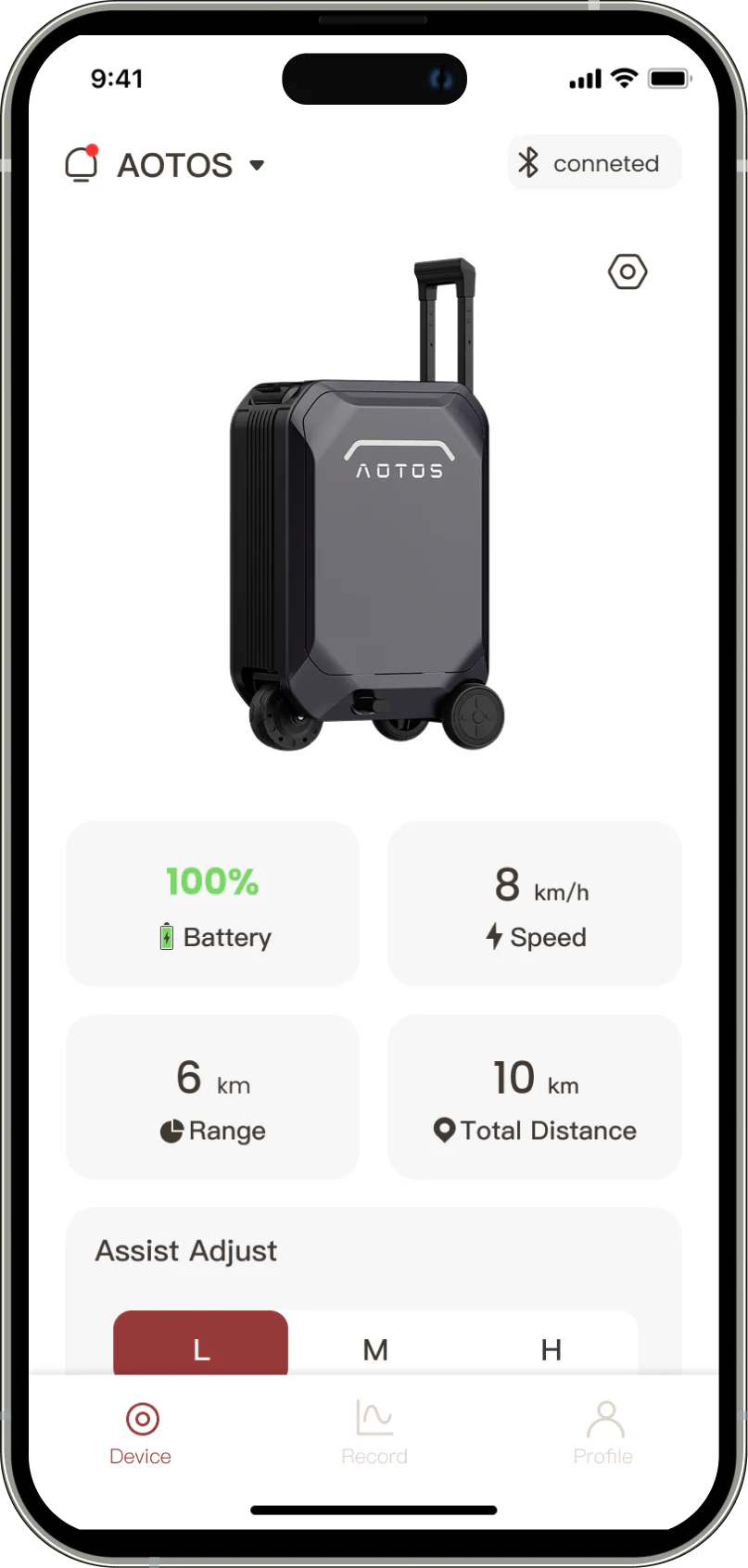 Smart Rideable luggage|App Control|Motor:200W|Speed:6mph|Mileage:6.2miles|Airline-Approved|Zipperless|ABS+PC|4″ solid tires||Weight: 17.3lbs|Max Load:242lbs|Battery:37V,2.5Ah|Charge time:3h|Electric Brake|Volume:31L|1-Year Warranty