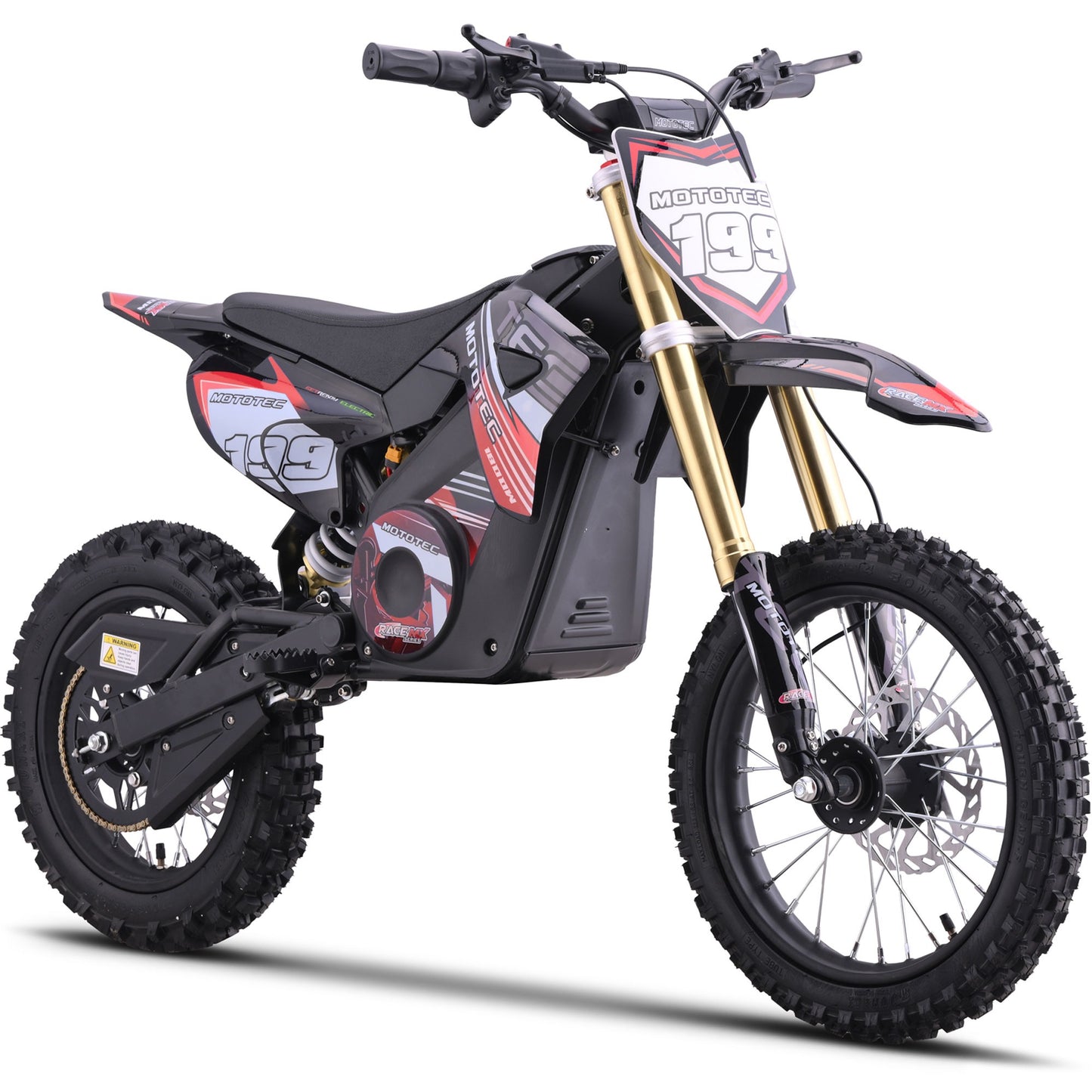 Mototec 48v Pro Electric Dirt Bike 1800w Lithium SteelAge-13+|Capacity:150 lbs|Speed-18 MPH|Rang-11 miles
