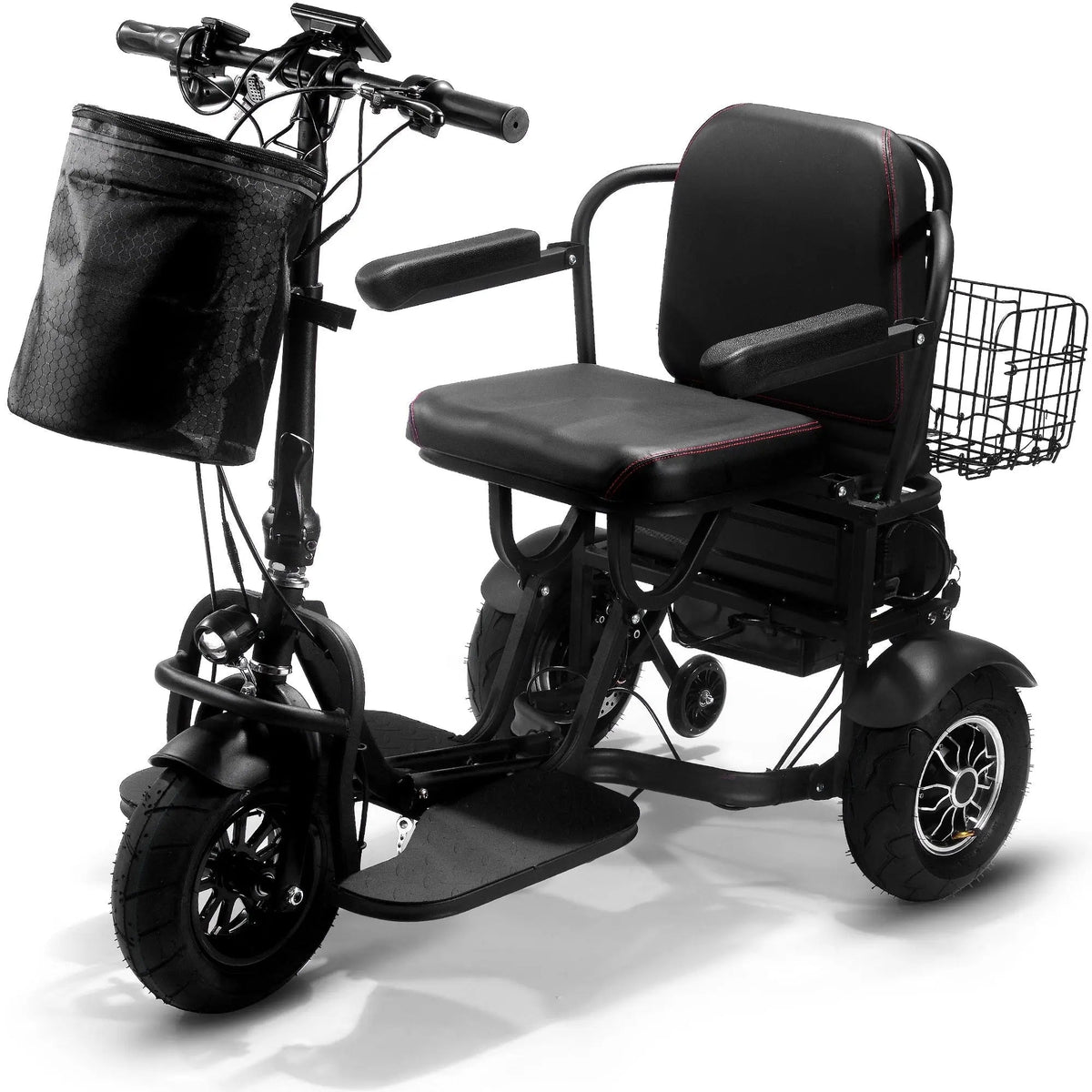 MotoTec Folding Mobility Electric Trike 48v 1000w Dual Motor Lithium Black MotoTec