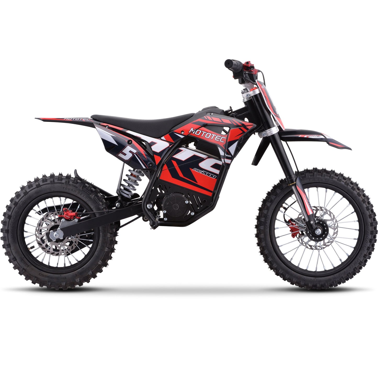 MotoTec 60v Pro Electric Dirt Bike 2000w Lithium|Distance Per Charge: 10-18 miles |Top Speed: 35-40 MPH|Off-Road Use Only