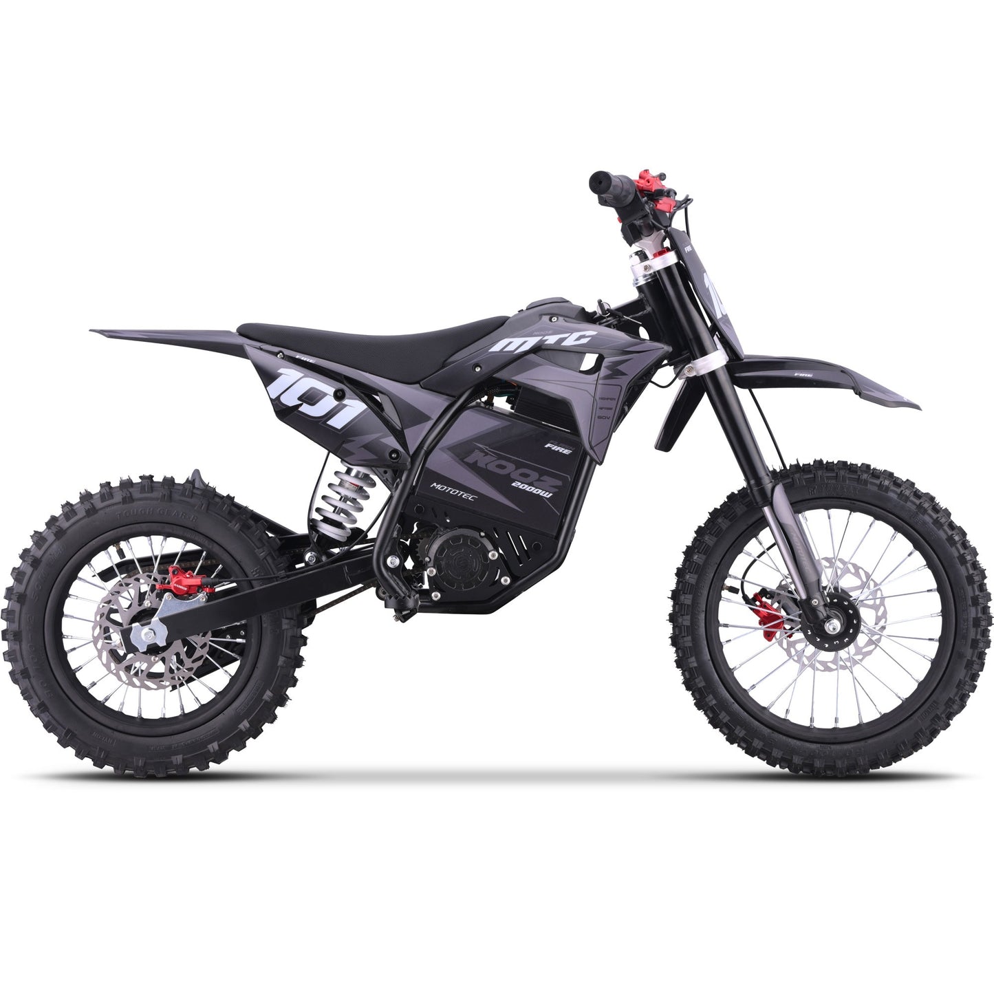MotoTec 60v 2000w Pro Electric Dirt Bike Lithium Grey (HP115E)|Distance Per Charge: 10-18 miles|Top Speed: 40 MPH