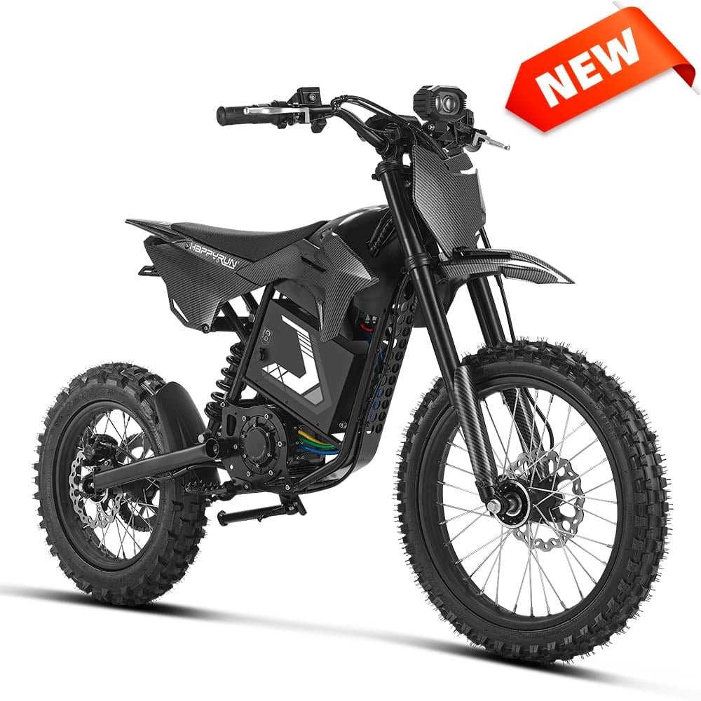 HappyRun F18 Electric Dirt Bike | 6000W Mid-Drive Motor | 46 MPH | 60V 30Ah Battery