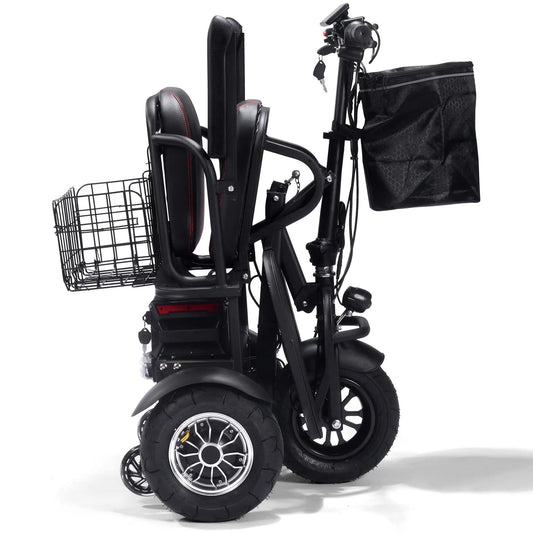 MotoTec Folding Mobility Electric Trike 48v 1000w Dual Motor Lithium Black MotoTec