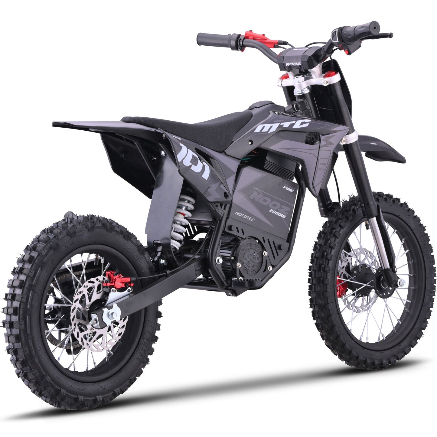 MotoTec 60v 2000w Pro Electric Dirt Bike Lithium Grey (HP115E)|Distance Per Charge: 10-18 miles|Top Speed: 40 MPH
