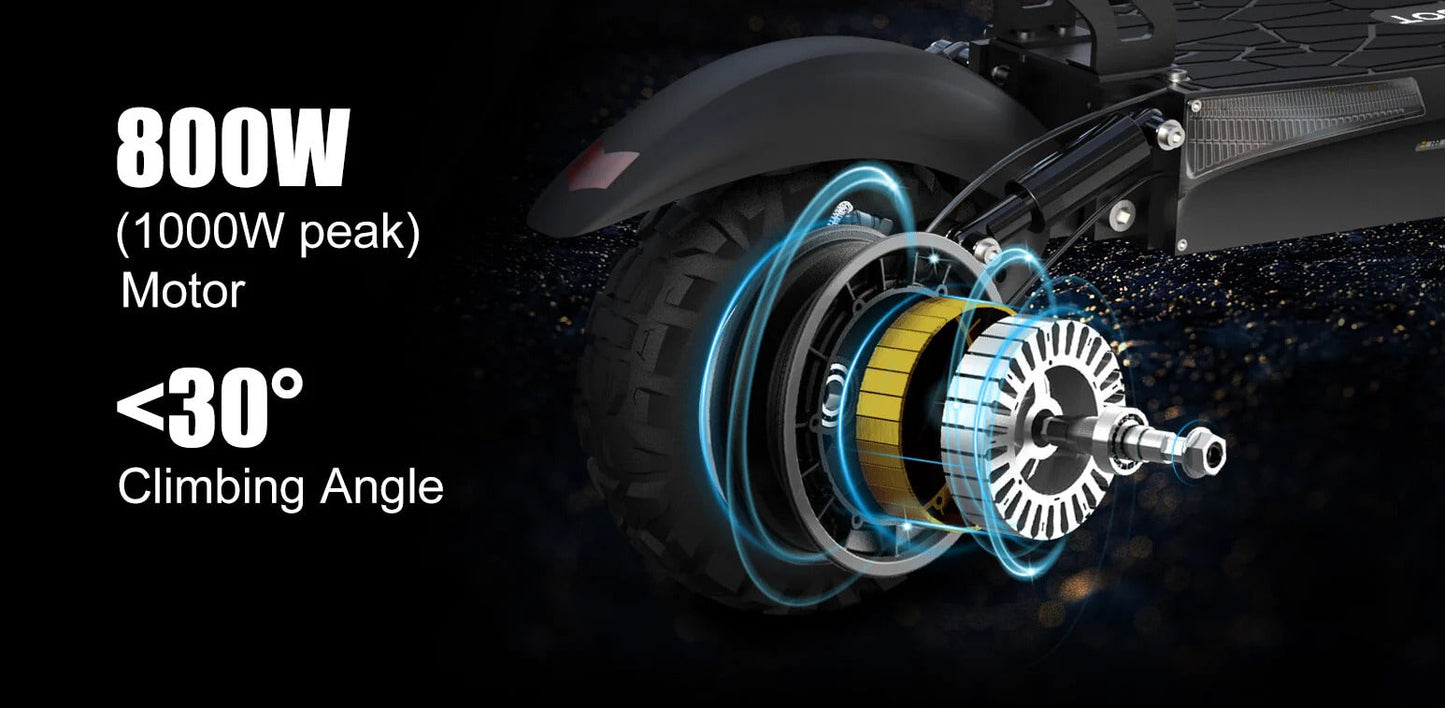 Nanrobot T1 800 W brushless motor | 48 V 10.4 Ah lithium battery | 21–25 miles | Top speed 25 mph