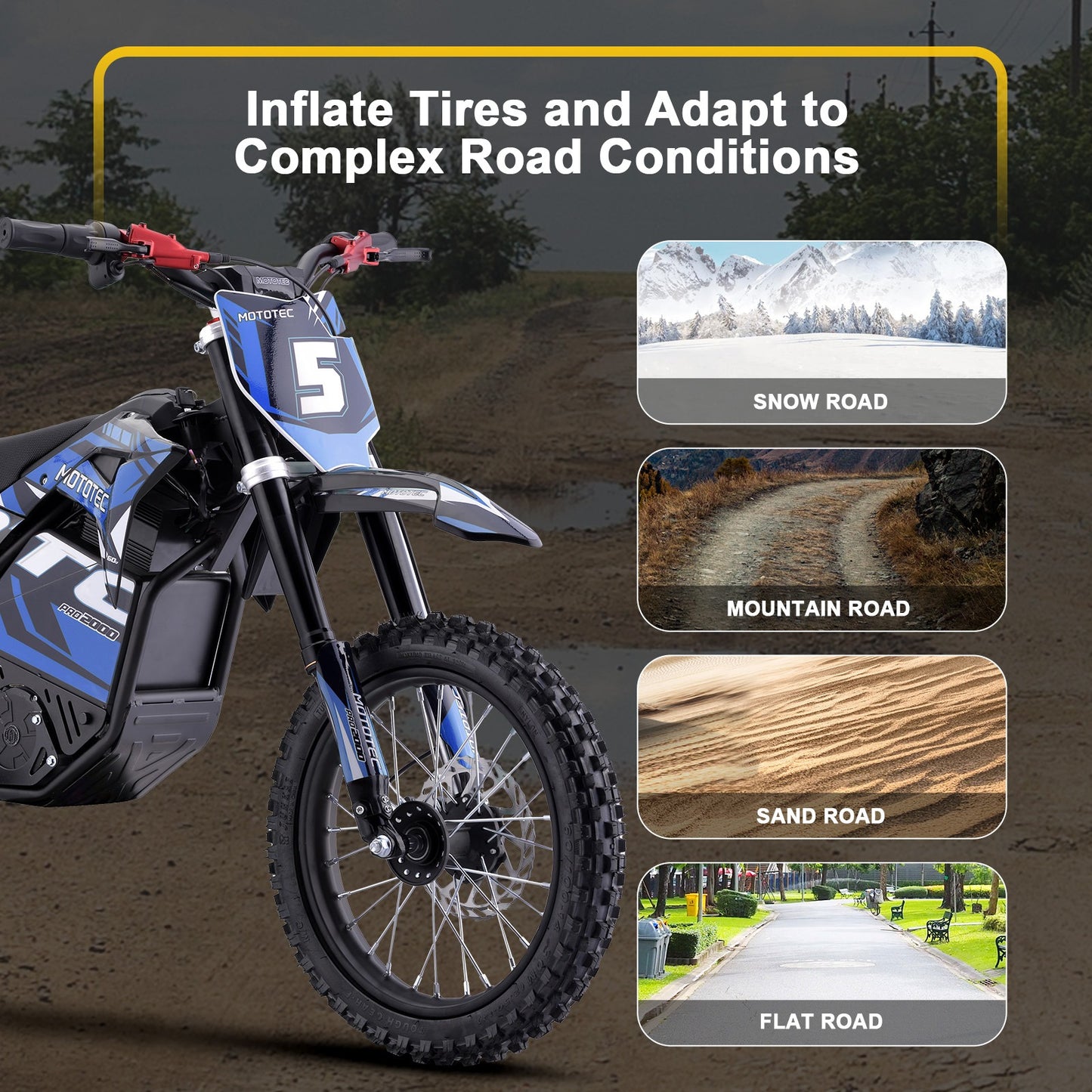MotoTec 60v Pro Electric Dirt Bike 2000w Lithium|Distance Per Charge: 10-18 miles |Top Speed: 35-40 MPH