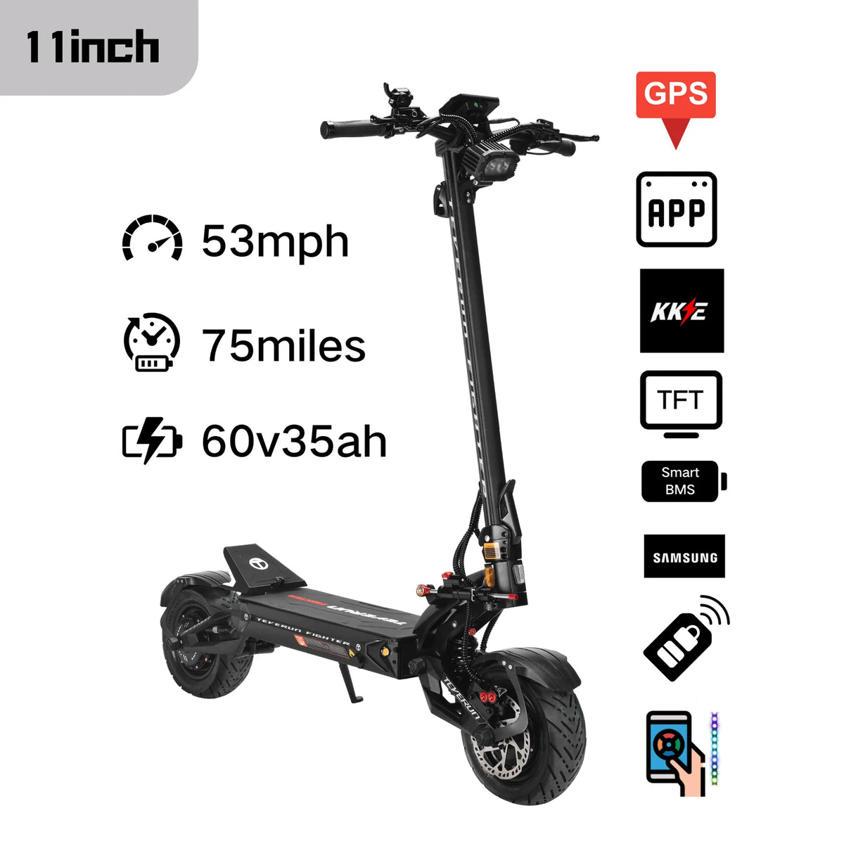 TEVERUN Fighter 11+ Electric Scooter | 10,000W Peak Power