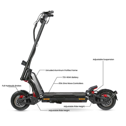 Inmotion RS Midnight and Original 2.0 60 MPH Dual Motor Electric Scooter for Adults | Adjustable Deck Height - Image 4