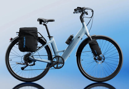 Urtopia Carbon Classic Step-Thru - Lifestyle with Bags