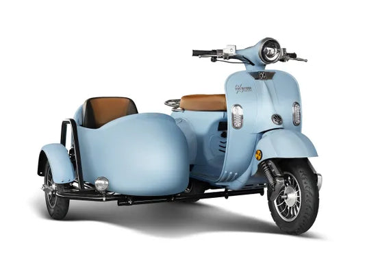 EV4DOG Aventura-X Electric Sidecar Moped | 30 MPH Electric Scooter With Sidecar