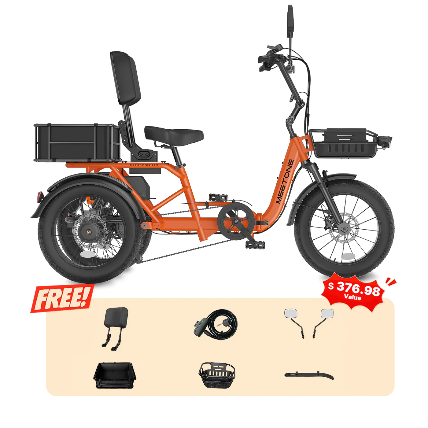 Meet One Breeze Pro 2.0 Fat Tire Electric Trike | 750W Motor, 1200W Peak, 80 Mile Range