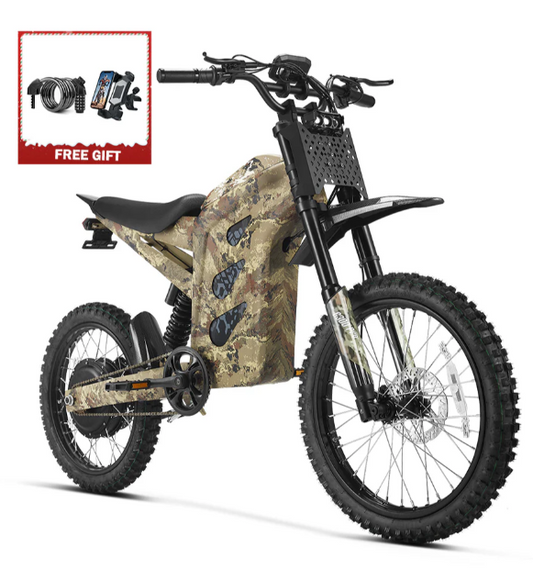 HappyRun G300 Pro 6500W Electric Dirt Bike . 3000W Motor (Peak Motor: 4000W) 1 to 5 Speed Modes Maximum Speed: Up to 50+ MPH 72V 30Ah Lithium Battery