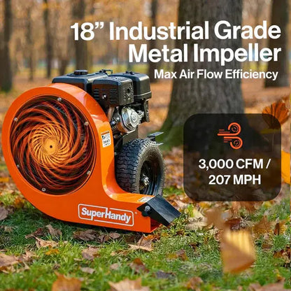 Tow-Behind Leaf Blower – 15HP Electric Start Gas Engine 3000 CFM, 207 MPH Air Speed Renovomotors