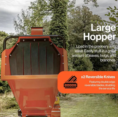 SuperHandy Towable Wood Chipper Shredder – 5 in. Chipping Capacity, 15HP , 420cc Engine, Heavy Duty for Yard, Forestry, or Landscaping Renovomotors