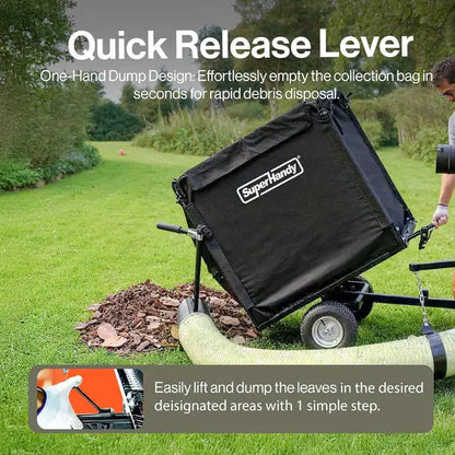 SuperHandy Towable Leaf and Lawn Vacuum – 180 Gal Collection, 15HP Electric Start Engine, Serrated Impeller, Pin-Hitch, One-Hand Dump, 13 in. Wheels Renovomotors