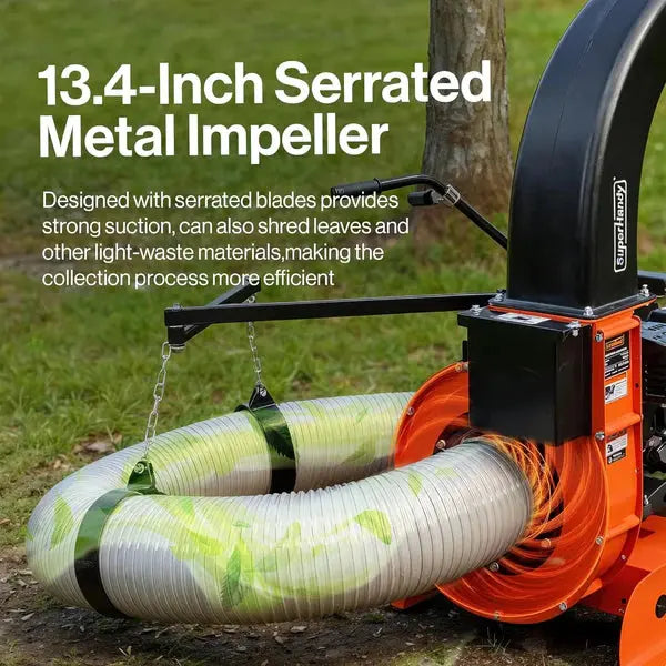 SuperHandy Truck Loader Leaf Vacuum – 15HP Electric Start Engine, Serrated Metal Impeller, Hitch or Tailgate Mount, Commercial Debris Vacuum for Lawn & Landscape Cleanup Renovomotors