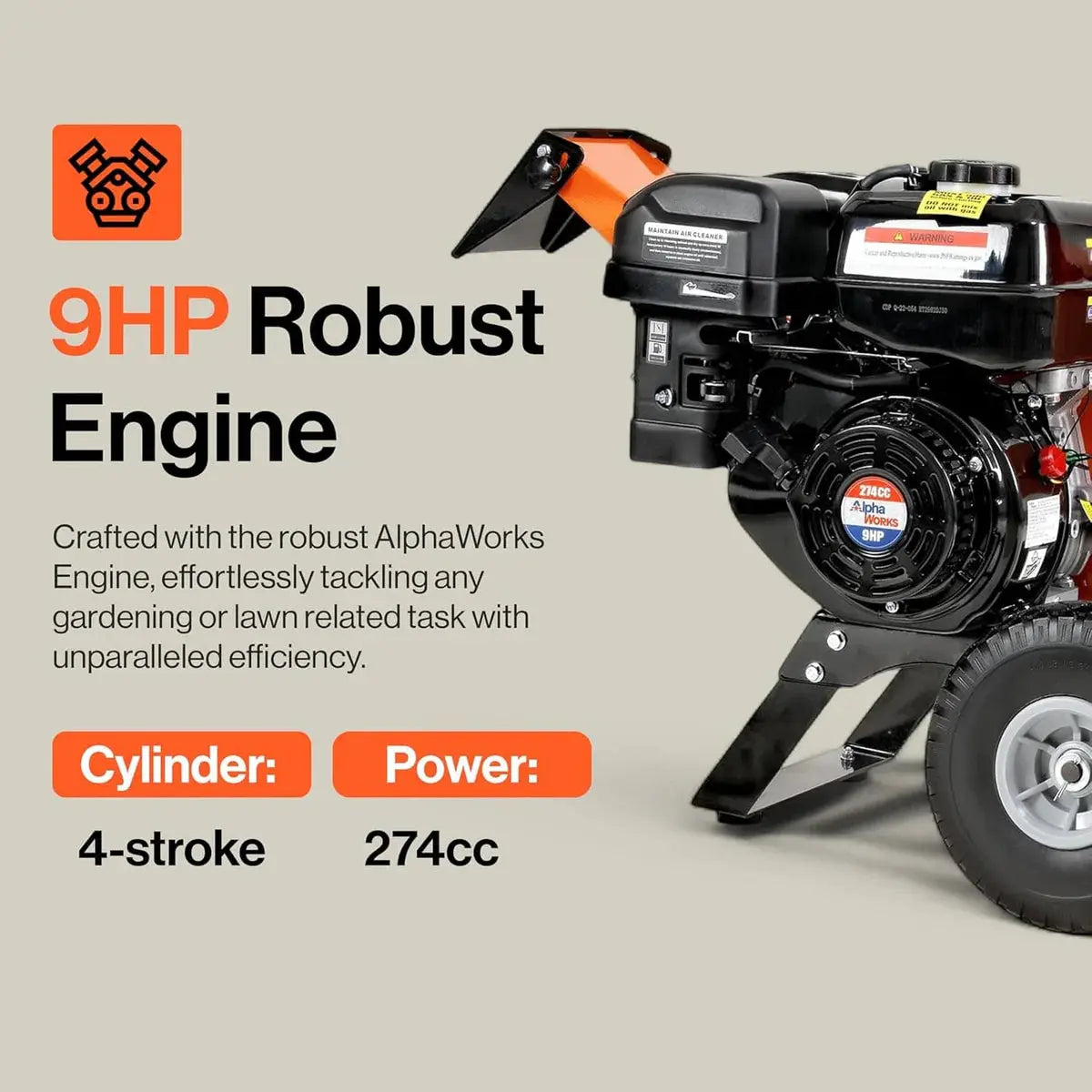 SuperHandy 4-Inch Wood Chipper Shredder Mulcher – 9HP Gas-Powered Heavy Duty Chipping Machine Renovomotors