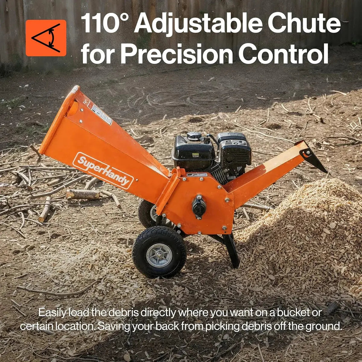 SuperHandy 4-Inch Wood Chipper Shredder Mulcher – 9HP Gas-Powered Heavy Duty Chipping Machine Renovomotors