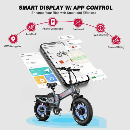 Wallke H9 AWD EBike 3200w 60/82Ah AWD FOLDING Dual Motor E-bike|Samsung battery-82Ah/3936Wh|App Smart Display|Top Speed-34mph