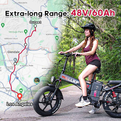 Wallke H9 AWD EBike 3200w 60/82Ah AWD FOLDING Dual Motor E-bike|Samsung battery-82Ah/3936Wh|App Smart Display|Top Speed-34mph