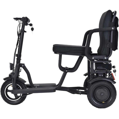 MotoTec Folding Mobility Electric Trike 48v 700w Dual Motor Lithium Black|48v 10ah|Speed-10mph|Capacity-286lbs|Range-20miles