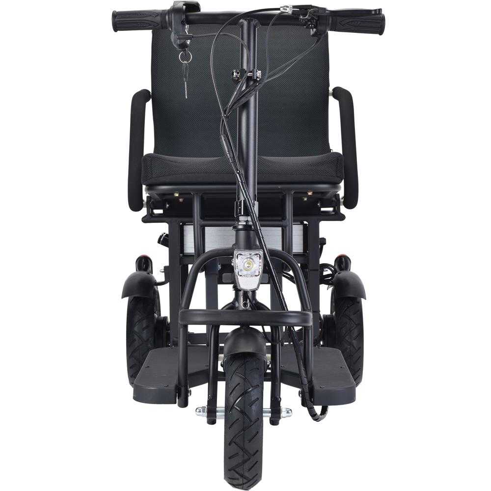 MotoTec Folding Mobility Electric Trike 48v 700w Dual Motor Lithium Black|48v 10ah|Speed-10mph|Capacity-286lbs|Range-20miles
