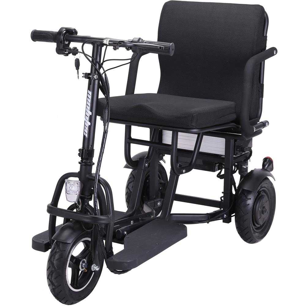 MotoTec Folding Mobility Electric Trike 48v 700w Dual Motor Lithium Black|48v 10ah|Speed-10mph|Capacity-286lbs|Range-20miles