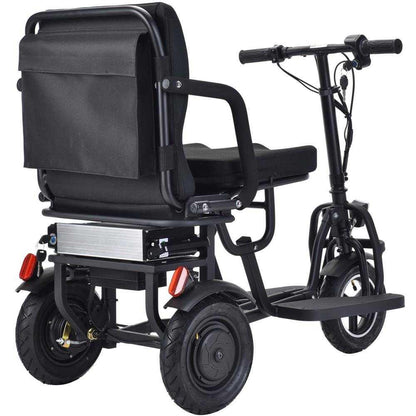 MotoTec Folding Mobility Electric Trike 48v 700w Dual Motor Lithium Black|48v 10ah|Speed-10mph|Capacity-286lbs|Range-20miles