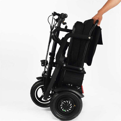 MotoTec Folding Mobility Electric Trike 48v 700w Dual Motor Lithium Black|48v 10ah|Speed-10mph|Capacity-286lbs|Range-20miles