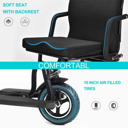 MotoTec Folding Mobility Electric Trike 48v 700w Dual Motor Lithium Black|48v 10ah|Speed-10mph|Capacity-286lbs|Range-20miles