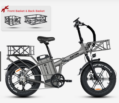Rattan LM Ultra 48V 40.5Ah 120 Miles 2-Seater Long-Range Campling & RV Companion Folding Ebike