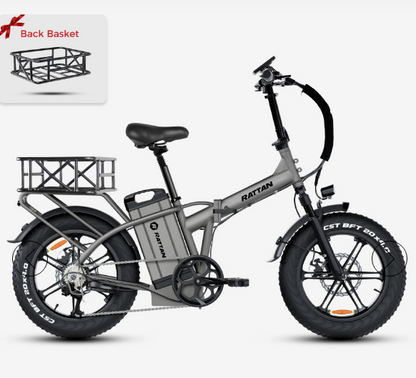 Rattan LM Ultra 48V 40.5Ah 120 Miles 2-Seater Long-Range Campling & RV Companion Folding Ebike