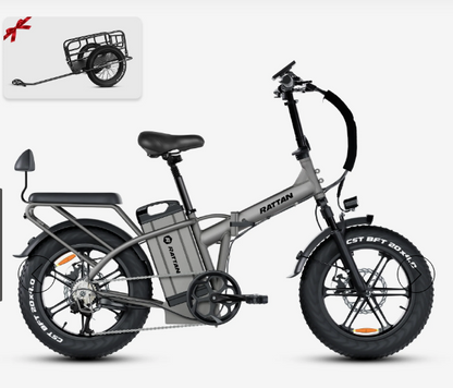 Rattan LM Ultra 48V 40.5Ah 120 Miles 2-Seater Long-Range Campling & RV Companion Folding Ebike