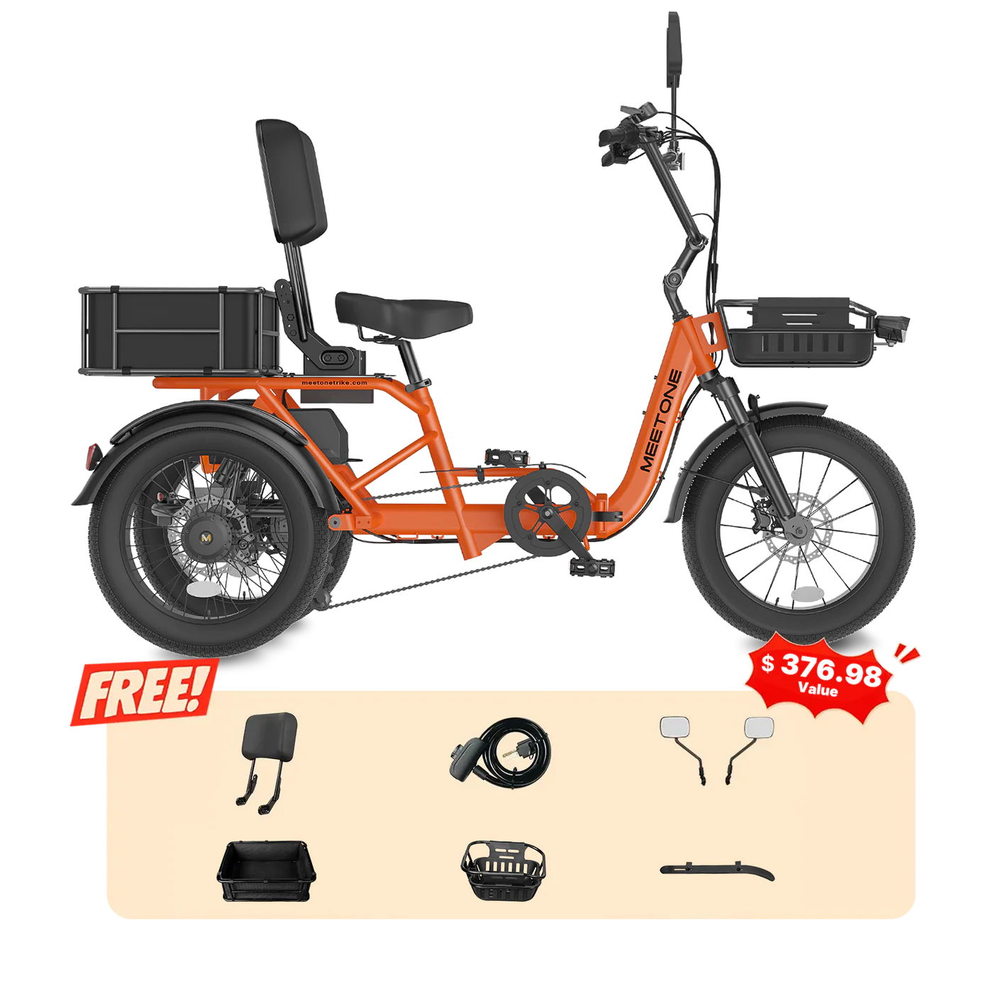 Meet One Breeze 2.0 Folding Electric Trike | 750W Motor, Full