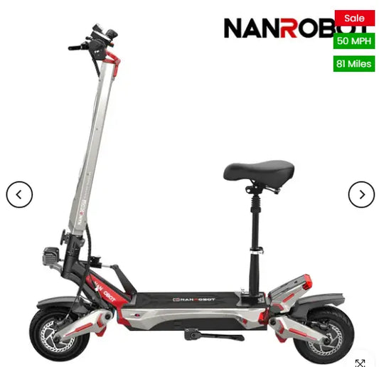 Nanrobot N6 72V Electric Scooter Motor: dual motors, 1500W*2 Battery: 72V 30A Tire: 10'' wide Tires Brake:Hydraulic brakes Max load: 330lbs - Renovomotors Nanrobot N6 72V Electric Scooter Motor: dual motors, 1500W*2 Battery: 72V 30A Tire: 10'' wide Tires Brake:Hydraulic brakes Max load: 330lbs Nanrobot  Renovomotors 