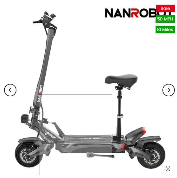 Nanrobot N6 72V Electric Scooter Motor: dual motors, 1500W*2 Battery: 72V 30A Tire: 10'' wide Tires Brake:Hydraulic brakes Max load: 330lbs Nanrobot